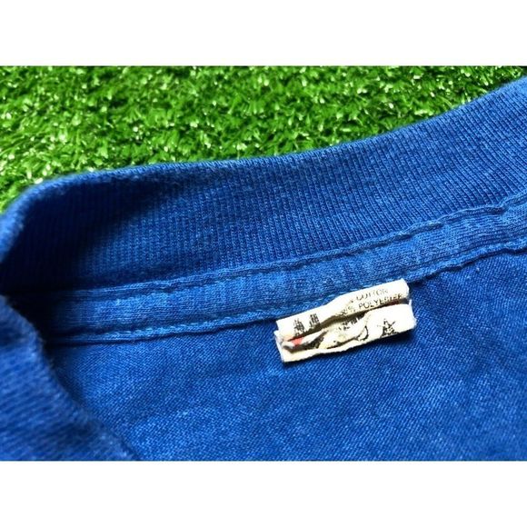 Vintage 90s Quality Built With Pride Men's Single Stitch Tee Size Medium Blue US - Picture 6 of 8